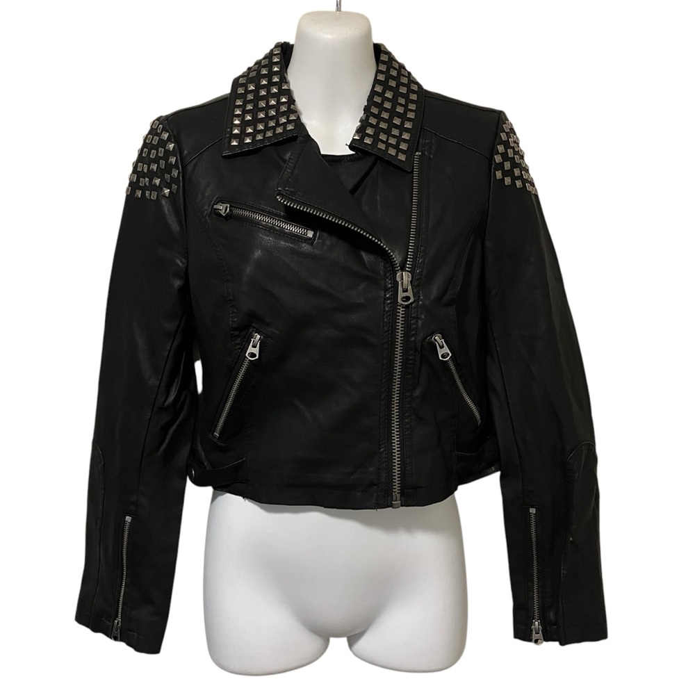 NWT Topshop Petite Vegan Faux Leather Studded Black Jacket